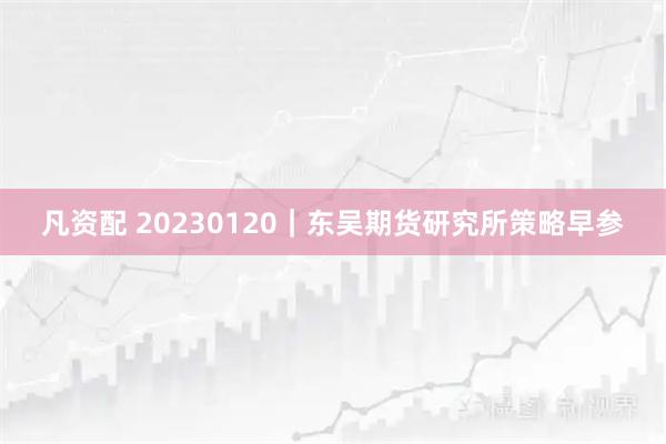 凡资配 20230120｜东吴期货研究所策略早参