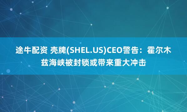 途牛配资 壳牌(SHEL.US)CEO警告：霍尔木兹海峡被封锁或带来重大冲击