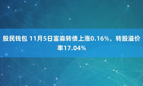 股民钱包 11月5日富淼转债上涨0.16%，转股溢价率17.04%