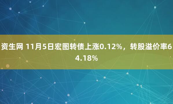 资生网 11月5日宏图转债上涨0.12%，转股溢价率64.18%